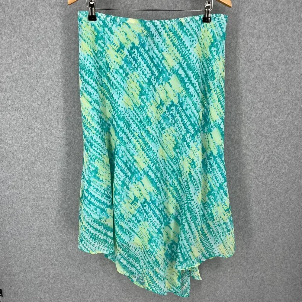 Lane Bryant Asymmetrical Pull On Midi Skirt Size 14/16 Green Fairy Whimsical EUC